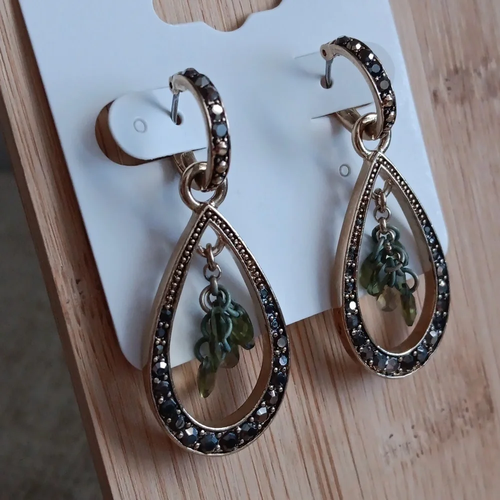 Monet Gold Tone Large Tear Drop Dangle Earrings